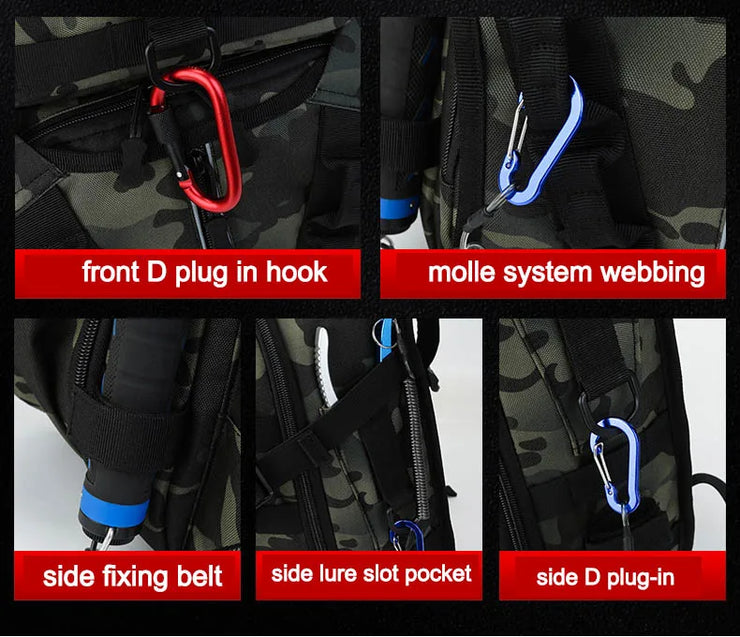 Men Fishing Lure Rod Box Bag Camping Climbing Backpack Hunting Multi-function Military Tactical Men Bags Fishing Shoulder Bag