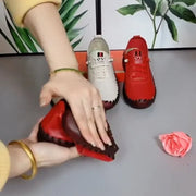 Women  Vintage Breathable Shoes Platform Loafers Lace Up Leather Hollow Slip-On New Fashion Casual Mom Shoe Zapatos Mujer 2024