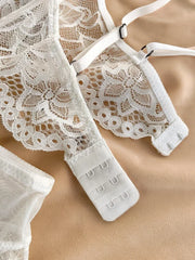MOYISU White See-through Lace Big Breasts Small Bra Underwear Ultra Thin Set Sexy Pure Desire Underwear Underwear Underwear Set