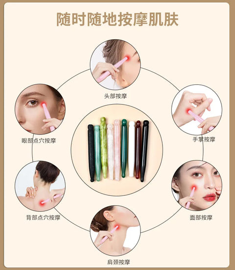 Eye Massage Pen Natural Rose Quartz Stone Acupuncture Wand Face Gua Sha Tool Skin Lifting Care Massager Health Beauty Product