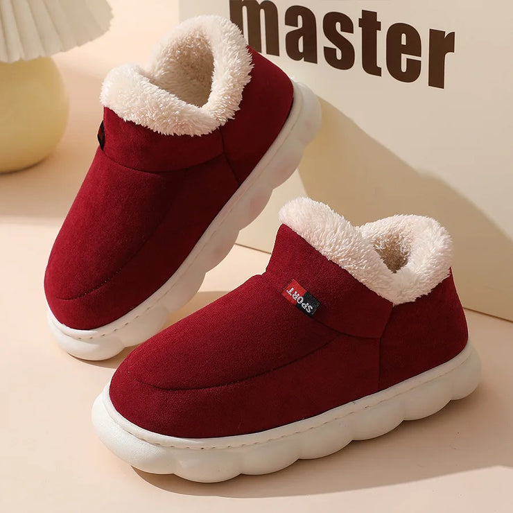 Smile PoP Winter Plush Men Cotton Shoes Warm Plush Men House Slippers Outdoor Soft Non Slip Women&