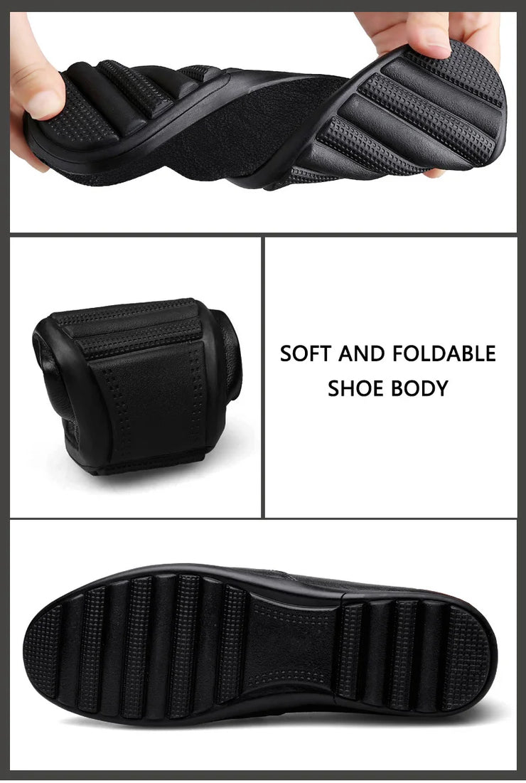 Leather Men Shoes Fashion Formal Men Shoes Moccasins Italian Breathable Male Driving Shoes Black Plus Size 38-47