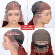 30 inch Reddish Brown Straight Wigs 13x4 HD Lace Human Hair Wig Pre Plucked Colored Lace Frontal Wigs Brazilian 100%Human Wig