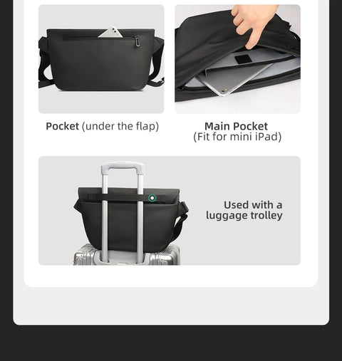 HK Water Repellent Messenger Bag Men Bags Casual Shoulder Crossbody Bags Fit 11 inch Ipad Fashion Outdoor Cycling Side Bag  Male