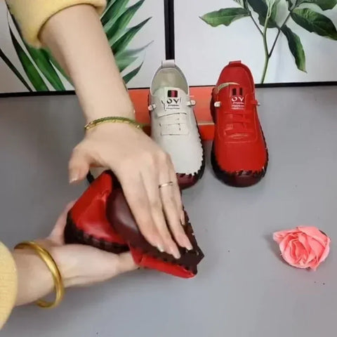 Women  Vintage Breathable Shoes Platform Loafers Lace Up Leather Hollow Slip-On New Fashion Casual Mom Shoe Zapatos Mujer 2024