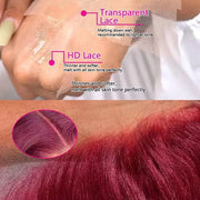 99J Colored Lace Front Human Hair Wigs Straight Burgundy 13x4 HD Transparent Full Lace Frontal Wig Red Glueless Wigs For Women