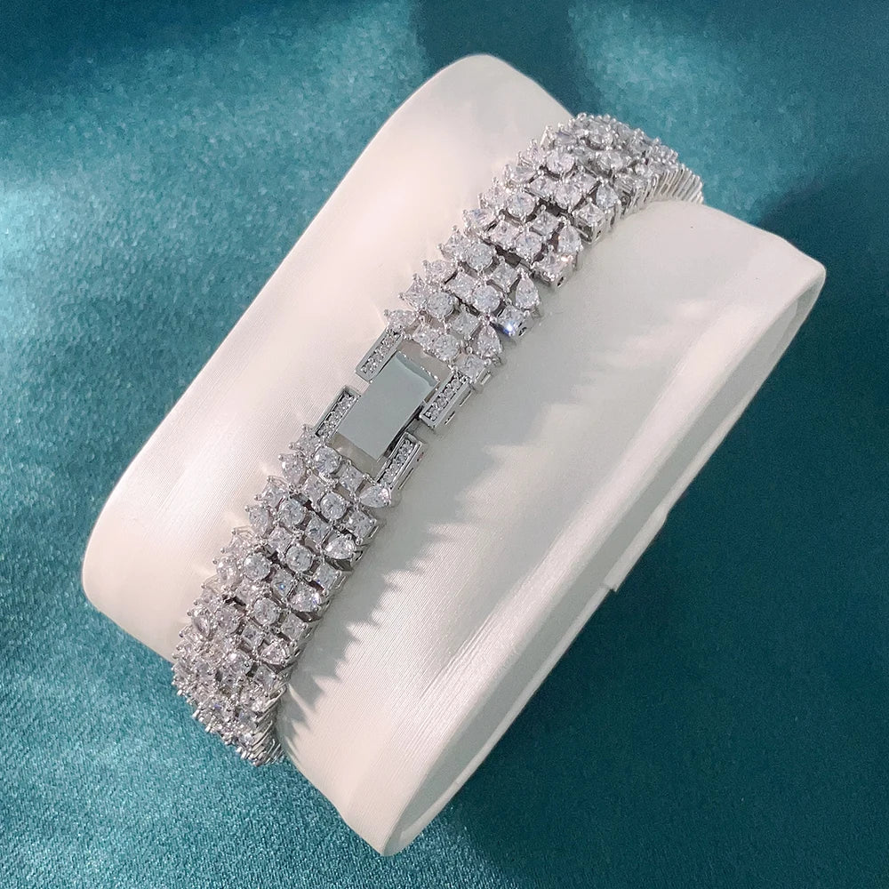 016436 Luxury Women's Watches Cubic Zircon Elements Crystal Bracelet Watch for Wedding Party Fashion Jewelry Watches