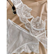 MOYISU White See-through Lace Big Breasts Small Bra Underwear Ultra Thin Set Sexy Pure Desire Underwear Underwear Underwear Set