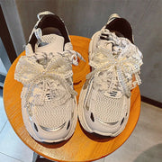 Fashion lace pearl bow shoelace buckle Sneakers decorative charm shoe flower buckle Men's and Women's Shoe Charm Accessories