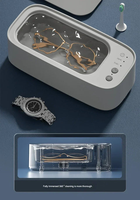 Electric Ultrasonic Glasses Cleaner, 3-Speed Vibrating Machine for Jewelry, Watches, and Contact Lenses