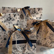 1PCS New Gift Bags Mother's Day Gift Wrapping Bags Floral Paper Bags Tote Bags Birthday Paper Bags Premium Gift Bags with Ribbon