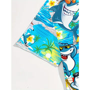 Men Shirts Cartoon Shark Hawaiian Shirt  Men Clothing