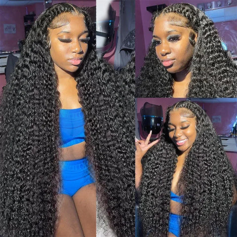 High Density 250% 40 50 Inch Deep Wave 13x6 HD Lace Front Human Hair Wig Loose Water Wave Curly 13x4 Lace Frontal Wig Human Hair