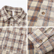 Women's Elegant Blouse Cotton Plaid Shirts Jackets Middle-aged Fashion Women's Clothing 2024 Sales Couples Shirts and Blouses