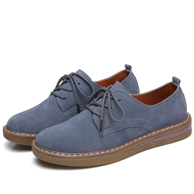 Fashion Woman Comfortable Daily Business Office Shoes Lace Up Genuine Leather Casual Women&