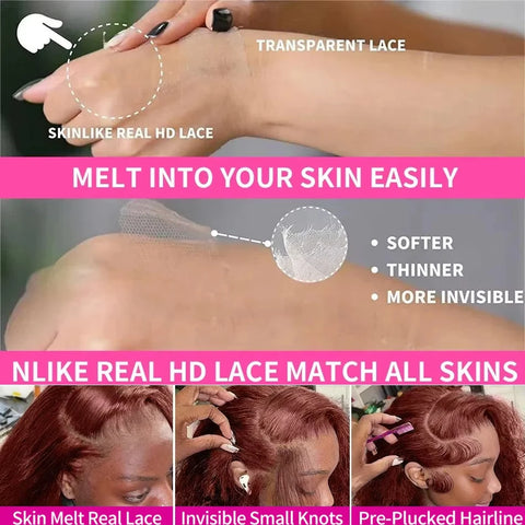 30 inch Reddish Brown Straight Wigs 13x4 HD Lace Human Hair Wig Pre Plucked Colored Lace Frontal Wigs Brazilian 100%Human Wig