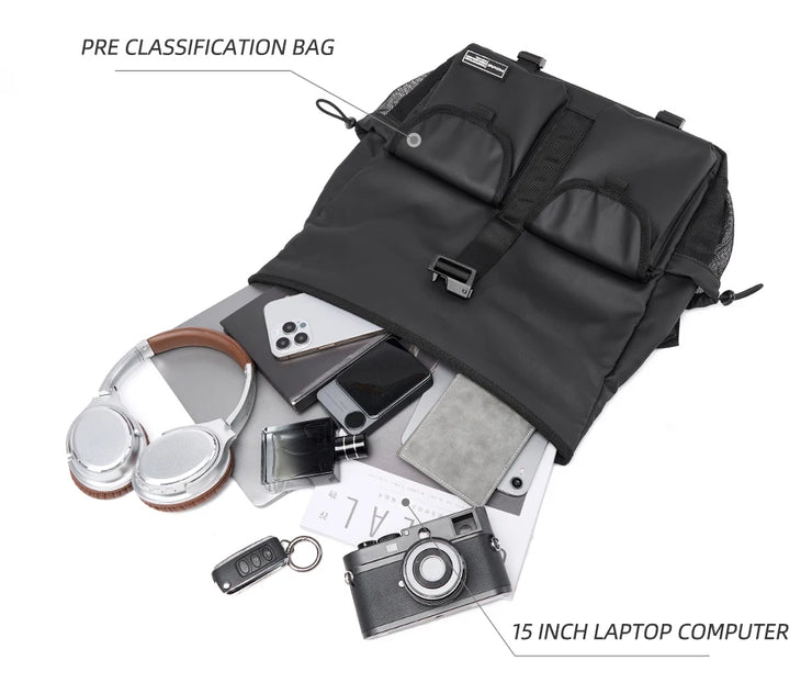 Fashion Casual Men Roll Top Shoulder Messenger Bag Large Size Outdoor Cycling Crossbody Side Bags Male Urban Trend Daypack