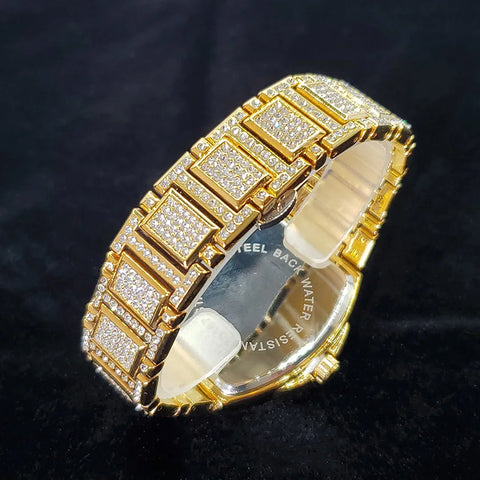 New Luxury Diamond Watch for Men Fashion Shiny Party Jewelry Watches Hip Hop Iced Out Bling Golden Relogio Masculino Dropshiping