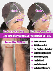 High Density 250% 40 50 Inch Deep Wave 13x6 HD Lace Front Human Hair Wig Loose Water Wave Curly 13x4 Lace Frontal Wig Human Hair