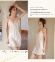 Sexy Sleepwear Women Solid Silk O-Neck Nightgown Soft Satin Lingerie Night Dress Sleeveless Sleepwear Female Clothes