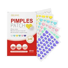 240pcs New Pimple Patch Acne Patches Heart/Star/Flower/Round Shape Acne Dots Patches Moisturizes for Covering Zits and Blemishes