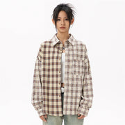 Women's Elegant Blouse Cotton Plaid Shirts Jackets Middle-aged Fashion Women's Clothing 2024 Sales Couples Shirts and Blouses