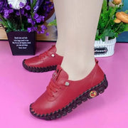 Women  Vintage Breathable Shoes Platform Loafers Lace Up Leather Hollow Slip-On New Fashion Casual Mom Shoe Zapatos Mujer 2024