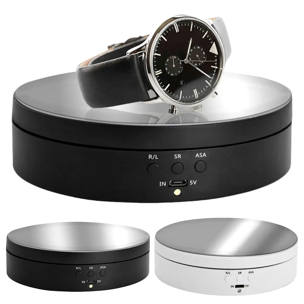 360 Degree Electric Rotating Turntable Three Adjustable Speed Motorized Display Stand for Photography Jewelry Watches