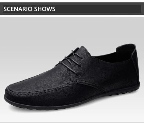 Leather Men Shoes Fashion Formal Men Shoes Moccasins Italian Breathable Male Driving Shoes Black Plus Size 38-47