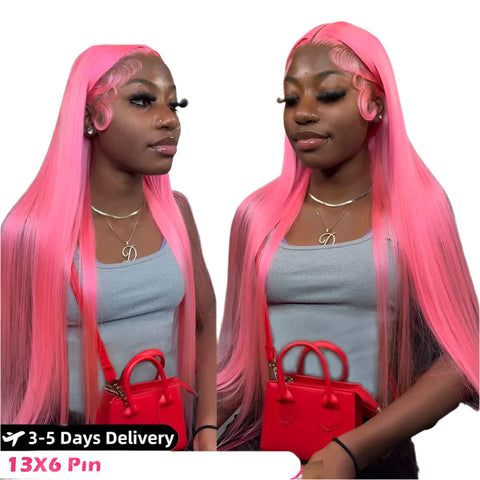 13x6 HD Lace Frontal Wig Bone Straight pink Lace Front Wig Human Hair For Women Brazilian 613 Color 13x4 Lace Frontal Wig