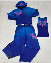 2025 European and American women's clothing, fashionable and casual women's printed hoodie suits and sportswear