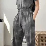 Women Clothing Sets Short Sleeve T-shirt+Pant 2Pcs 2024 Summer Camouflage Tie-Dyed Loose Tees Tops Sports Casual Suit New