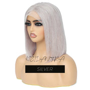 Rose Pink Short Colored Bob Human Hair Wigs Brazilian 13X4 Straight Lace Front Wigs Transparent Lace Pre Plucked Colored Wig