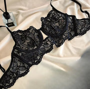 MOYISU White See-through Lace Big Breasts Small Bra Underwear Ultra Thin Set Sexy Pure Desire Underwear Underwear Underwear Set