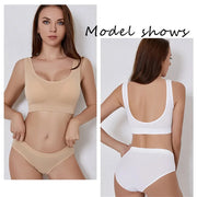 Sexy Women's Seamless Top Set, Low Waisted Underwear, Wireless Underwear, Backless Suit, Underwear, Underwear, Padded Bra Set ﻿