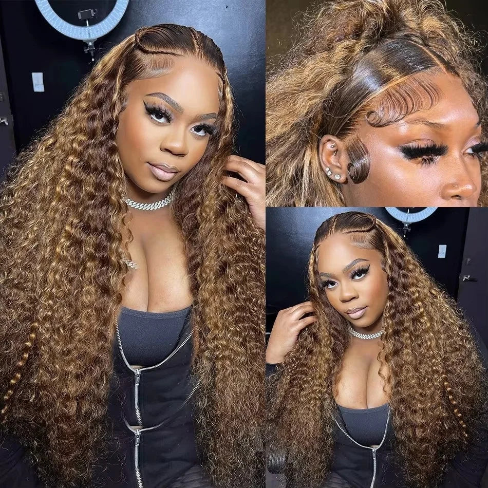 13x4 Highlight Wig Human Hair 13x6 Hd Lace Frontal Wig 40 Inch Curly Wigs Deep Wave Lace Front Wig Pre Plucked With Baby Hair