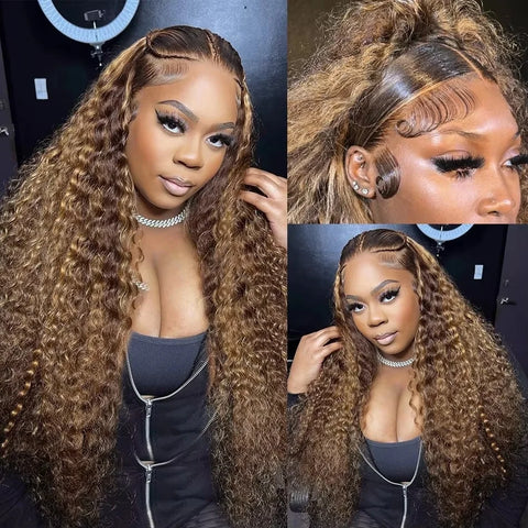 13x4 Highlight Wig Human Hair 13x6 Hd Lace Frontal Wig 40 Inch Curly Wigs Deep Wave Lace Front Wig Pre Plucked With Baby Hair