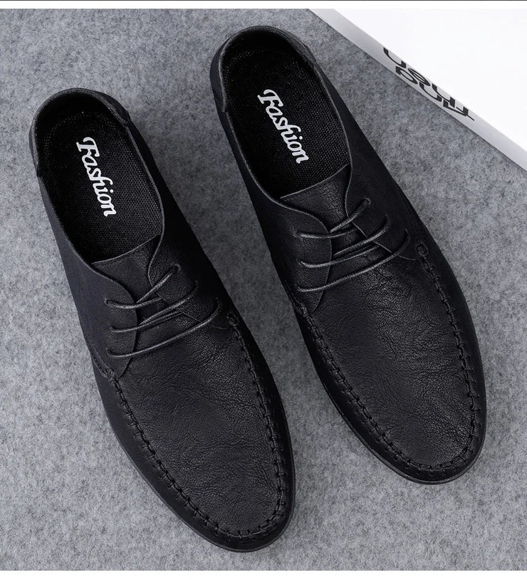 Leather Men Shoes Fashion Formal Men Shoes Moccasins Italian Breathable Male Driving Shoes Black Plus Size 38-47