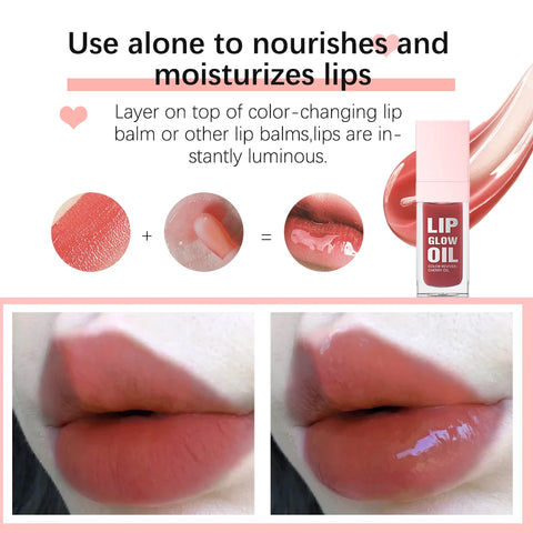 W1 Piece 8.3ml Moisturizing and Volumizing Lip Gloss Oil, Hydrating Lip Glow Oil, Lip Care Beauty Product, Tinted Lip Oil