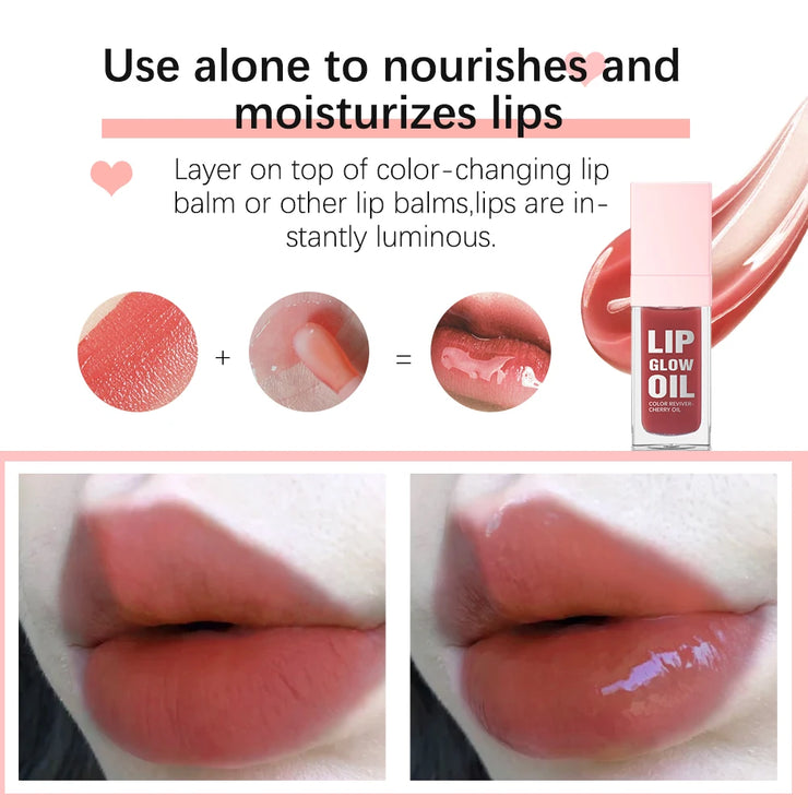 W1 Piece 8.3ml Moisturizing and Volumizing Lip Gloss Oil, Hydrating Lip Glow Oil, Lip Care Beauty Product, Tinted Lip Oil