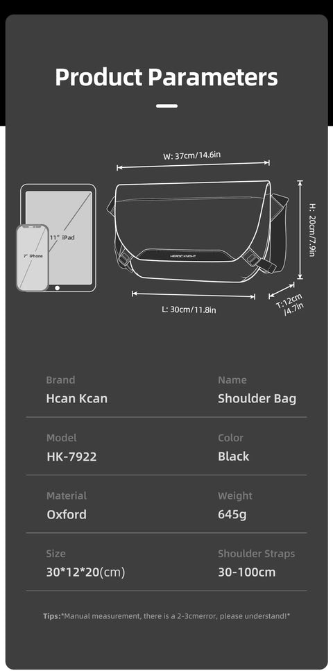 HK Water Repellent Messenger Bag Men Bags Casual Shoulder Crossbody Bags Fit 11 inch Ipad Fashion Outdoor Cycling Side Bag  Male