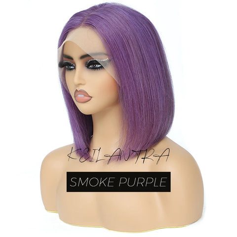 Rose Pink Short Colored Bob Human Hair Wigs Brazilian 13X4 Straight Lace Front Wigs Transparent Lace Pre Plucked Colored Wig
