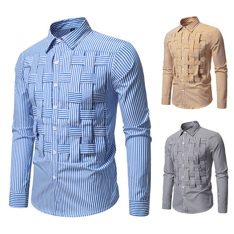 Striped Woven Plaid Men&