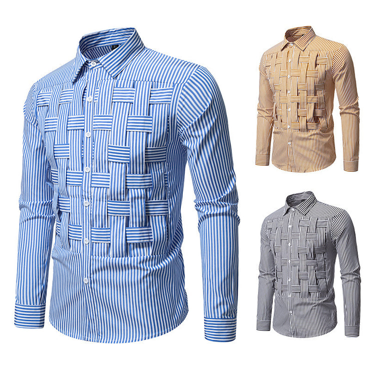 Striped Woven Plaid Men&
