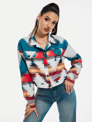 Coat Printing Long Sleeve Short Top