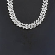 Cross 4.0mm Diamond Studded Single Row Men's Necklace