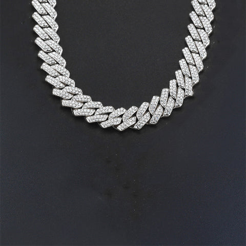 Cross 4.0mm Diamond Studded Single Row Men&