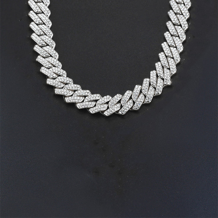 Cross 4.0mm Diamond Studded Single Row Men&
