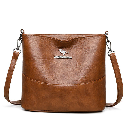 New Stylish Good Texture Soft Leather Wide Strap Crossbody Bag