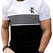 New Fashion Casual High Quality Contrast Color Men's Short Sleeve T-shirt